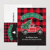 Rustic Red Truck Merry Kerstfeestay Moving Aankondigingskaart (Voorkant / Achterkant)