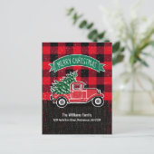 Rustic Red Truck Merry Kerstfeestay Moving Aankondigingskaart (Staand voorkant)