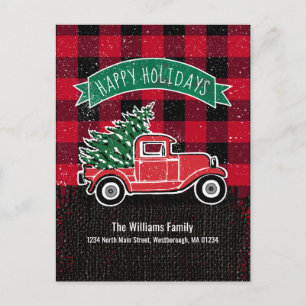 Rustic Red Truck met kerstboomvakantie Aankondigingskaart