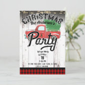  Rustic Red Truck Red Plaid Kerstfeest Kaart (Staand voorkant)