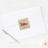 Rustic Red Truck Tree gepersonaliseerd Vierkante Sticker (Envelop)