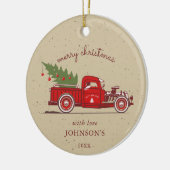 Rustic Red Truck Tree Name Foto Keramisch Ornament (Links)