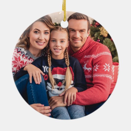 Rustic Red Truck Tree Name Foto Keramisch Ornament (Achterkant)