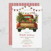 Rustic Red Truck Winter Pine Tree Christmas Party Kaart (Voorkant / Achterkant)