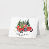 Rustic Red TruckTree Sneeuwkerkerst Feestdagen Kaart (Voorkant)