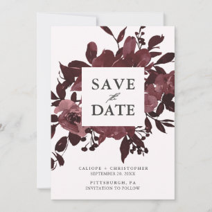 Rustic Red Waterverf Floral Bouquet Save The Date