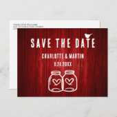 Rustic Red Wedding Save the Date Briefkaart (Voorkant / Achterkant)