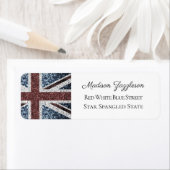 Rustic Red White Blue Sparkles UK vlag Etiket (Insitu)