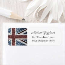 Rustic Red White Blue Sparkles UK vlag