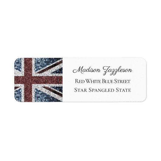 Rustic Red White Blue Sparkles UK vlag Etiket (Voorkant)