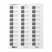 Rustic Red White Blue Sparkles UK vlag Etiket (Full Sheet)