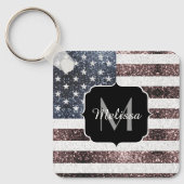 Rustic Red White Blue Sparkles USA Sleutelhanger (Voorkant)