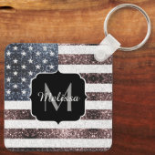 Rustic Red White Blue Sparkles USA Sleutelhanger (Achterkant)