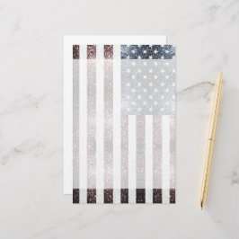 Rustic Red White Blue Sparkles USA vlag Briefpapier