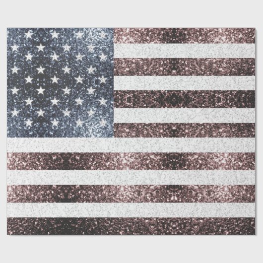 Rustic Red White Blue Sparkles USA vlag Cadeaupapier (Vlak)