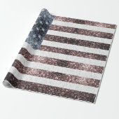 Rustic Red White Blue Sparkles USA vlag Cadeaupapier (Uitgerold)
