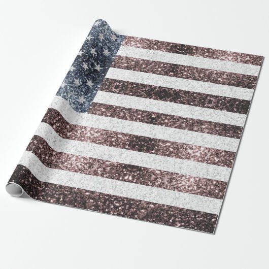 Rustic Red White Blue Sparkles USA vlag Cadeaupapier (Uitgerold)