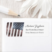Rustic Red White Blue Sparkles USA vlag Etiket (Insitu)