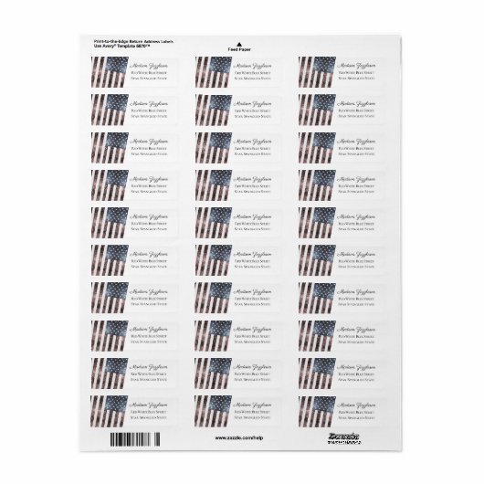 Rustic Red White Blue Sparkles USA vlag Etiket (Full Sheet)