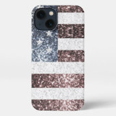 Rustic Red White Blue Sparkles USA vlag iPhone Hoesje (Achterkant)