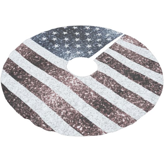 Rustic Red White Blue Sparkles USA vlag Kerstboom Rok (Gekanteld)
