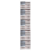 Rustic Red White Blue Sparkles USA vlag Korte Tafelloper (Voorkant)