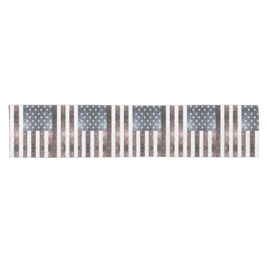 Rustic Red White Blue Sparkles USA vlag Korte Tafelloper (Horizontaal)