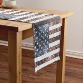 Rustic Red White Blue Sparkles USA vlag Korte Tafelloper (Voorbeeld)