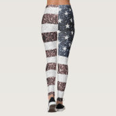 Rustic Red White Blue Sparkles USA vlag Leggings (Achterkant)