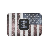 Rustic Red White Blue Sparkles USA vlag Monogram Badmat (Voorkant)