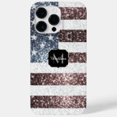Rustic Red White Blue Sparkles USA vlag Monogram Case-Mate iPhone Case (Achterkant)
