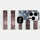 Rustic Red White Blue Sparkles USA vlag Monogram Case-Mate iPhone Case (Achterkant (horizontaal))