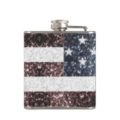 Rustic Red White Blue Sparkles USA vlag Monogram Heupfles (Achterkant)