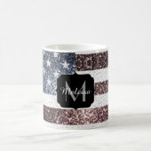 Rustic Red White Blue Sparkles USA vlag Monogram Koffiemok (Center)