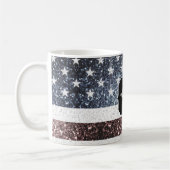 Rustic Red White Blue Sparkles USA vlag Monogram Koffiemok (Links)