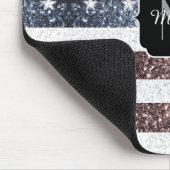 Rustic Red White Blue Sparkles USA vlag Monogram Muismat (Hoek)