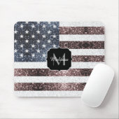 Rustic Red White Blue Sparkles USA vlag Monogram Muismat (Met muis)