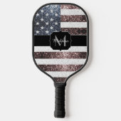 Rustic Red White Blue Sparkles USA vlag Monogram Pickleball Paddle (Achterkant)