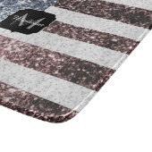 Rustic Red White Blue Sparkles USA vlag Monogram Snijplank (Hoek)