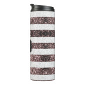 Rustic Red White Blue Sparkles USA vlag Monogram Thermosbeker (Geroteerd rechts)