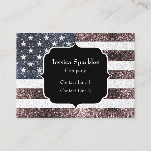 Rustic Red White Blue Sparkles USA vlag Monogram Visitekaartje (Achterkant)