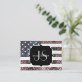 Rustic Red White Blue Sparkles USA vlag Monogram Visitekaartje (Staand voorkant)