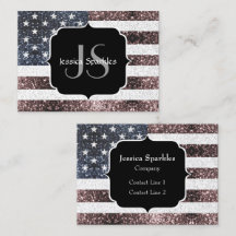 Rustic Red White Blue Sparkles USA vlag Monogram