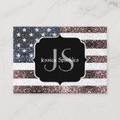 Rustic Red White Blue Sparkles USA vlag Monogram Visitekaartje (Voorkant)