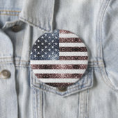 Rustic Red White Blue Sparkles USA vlag Ronde Button 4,0 Cm (In situ)