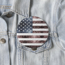 Rustic Red White Blue Sparkles USA vlag Ronde Button 4,0 Cm