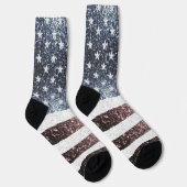 Rustic Red White Blue Sparkles USA vlag Sokken (Rechts)
