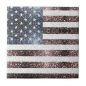 Rustic Red White Blue Sparkles USA vlag Tegeltje (Voorkant)