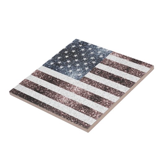 Rustic Red White Blue Sparkles USA vlag Tegeltje (Zijkant)