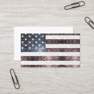 Rustic Red White Blue Sparkles USA vlag Visitekaartje